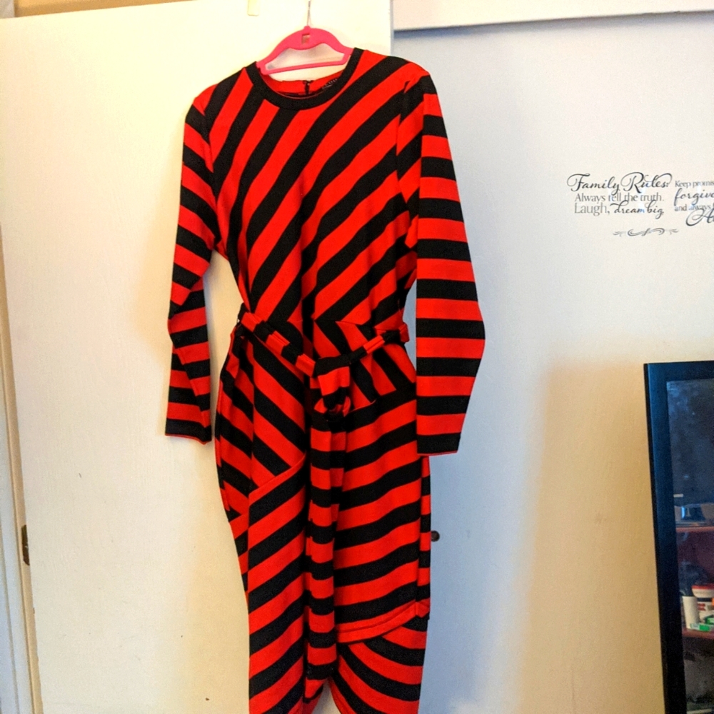 Eloquii blocked stripe dress, 18, red & black